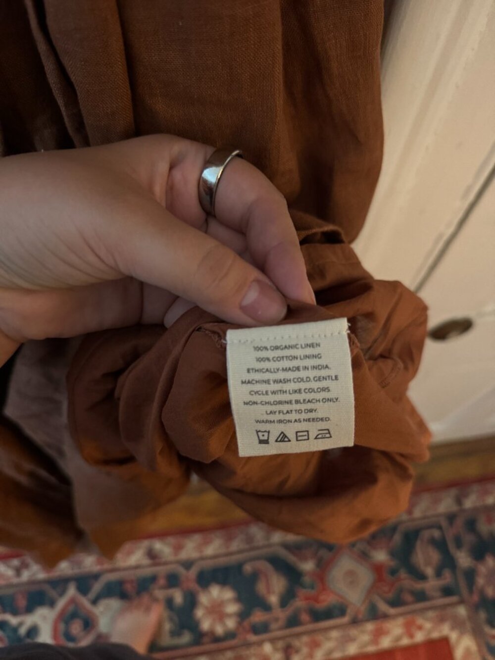LAUDE the Label Smocked Bodice Dress - Amber Linen - Picture 5 of 5